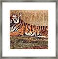 Tiger Lording It Over The Clan - Sandpainting Framed Print