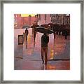 Times Square Rain Framed Print