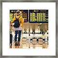 Tourist At Barcelona International Airport Framed Print