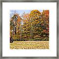 Tractor In Autumn New England Field Framed Print