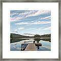 Tranquil Scene With Lake Pier And Framed Print