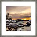 Trees Water And Rocks Framed Print