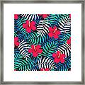 Tropical Floral Seamless Pattern With Framed Print