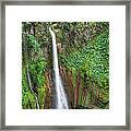 Tropical Waterfall In Volcanic Crater Framed Print