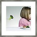 Trying To Get A Child To Eat Her Greens Framed Print