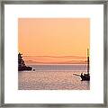 Tugboat And A Tall Ship In The Baie De Framed Print