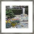 Tulips And Fountain Framed Print