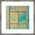 Turquoise And Pale Yellow Panel Door Framed Print