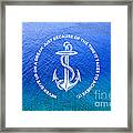 Turquoise Blue Tropical Sea With Vintage White Anchor Framed Print