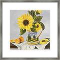 Tuscan Pitcher And Sunflowers Framed Print