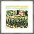 Tuscan Vineyard And Villa Framed Print