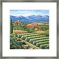 Tuscan Vineyard And Village Framed Print