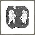 Two Astronauts Float In Space Framed Print