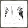 Two Bulls With Tennis Rackets Tied To Their Horns Framed Print