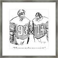 Two Football Players Are Talking To Each Other Framed Print