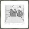 Two Generals Speak While Looking At A Blank Map Framed Print