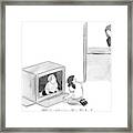 Two Kids Playing With A Cardboard Box Framed Print