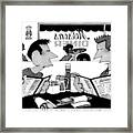 Two Men Are Seen Sitting In A Restaurant Framed Print
