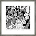 Two Men Chat At A Restaurant Table. One Man Framed Print