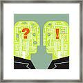 Two Men Face To Face With Circuit Board Framed Print