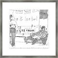Two Men Sit Outside An Ice Cream Shop Smoking Framed Print