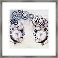 Two Mens Heads Face To Face Connected Framed Print