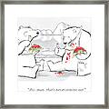 Two Polar Bears Eat Spaghetti And Meatballs.  One Framed Print