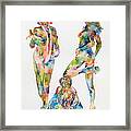 Two Psychedelic Girls With Chimp And Banana Portrait Framed Print