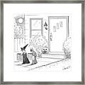 Two Tirck-or-treaters--one Is A Witch Framed Print