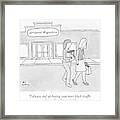 Two Women Holding Shopping Bags Are Leaving Framed Print