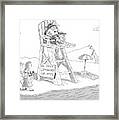 Two Women Walk Up To A Lifeguard Stand Framed Print