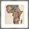 Typography Text Map Of Africa Framed Print