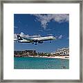 U S Airways Low Approach To St. Maarten Framed Print