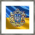 Ukraine - Proposed Greater Coat Of Arms Over Ukrainian Flag Framed Print