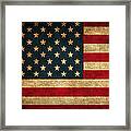United States American Usa Flag Vintage Distressed Finish On Worn Canvas Framed Print