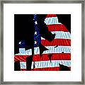 A Time To Remember United States Flag With Kneeling Soldier Silhouette Framed Print