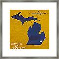 University Of Michigan Wolverines Ann Arbor College Town State Map Poster Series No 001 Framed Print