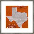 University Of Texas Longhorns Austin College Town State Map Poster Series No 105 Framed Print