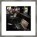 Unoccupied Park Benches In The Shade Of Trees In Palestrina Framed Print