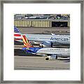 Us Airways Airbus A319 N826aw Arizona American Boeing 787 N801ac Phoenix Sky Harbor March 10 2015 Framed Print