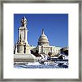 Us Capitol Building In Winter Snow Framed Print