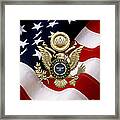 U. S.  Navy Captain - C A P T  Rank Insignia Over Gold Great Seal Eagle And Flag Framed Print