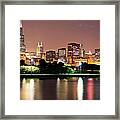 Usa, Illinois, Chicago Skyline At Dusk Framed Print