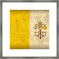 Vatican City Flag Vintage Distressed Finish Framed Print