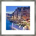 Venice Grand Canal View At Night Framed Print