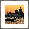 Venice Italy Gondola On Grand Canal At Sunset Framed Print