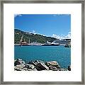 Vessels In The Caribbean Framed Print