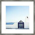 View Of Ocean From Balcony, Greece Framed Print