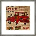 Vintage Car Advertisement 1961 Ford Econoline Truck Ad Poster On Worn Faded Paper Framed Print
