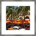 Vintage Car Parked In Ocean Drive Framed Print